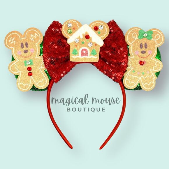 Gingerbread Dreams Minnie Ears | Disney-Inspired Christmas Mouse Ears Headband - Picture 1 of 5